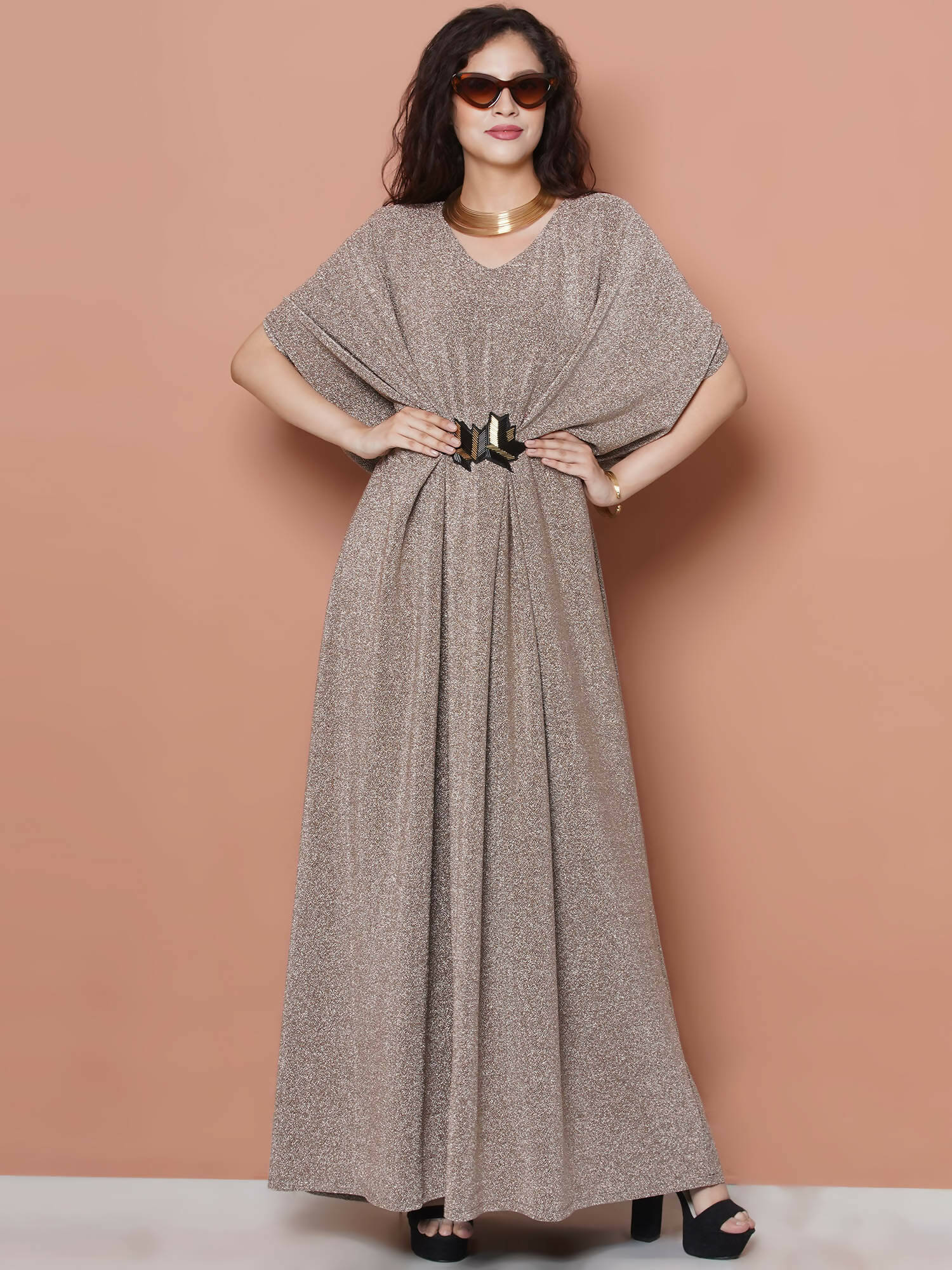 Women Republic Hand Embellished Golden Gown - Distacart