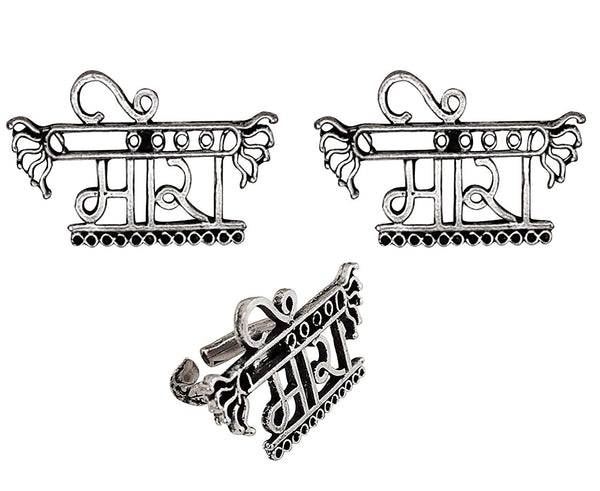 Silver-Plated Alloy Silver Oxidised Ring And Earring Combo - The Pari - Distacart