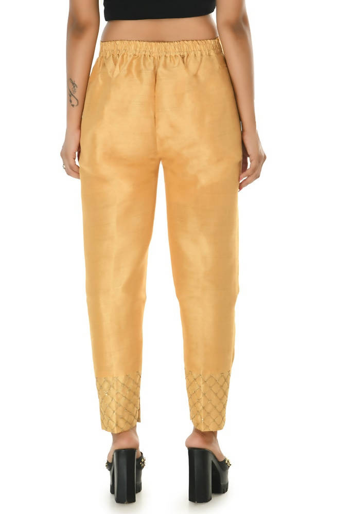 Mominos Fashion Moeza Silk Golden Color Pant