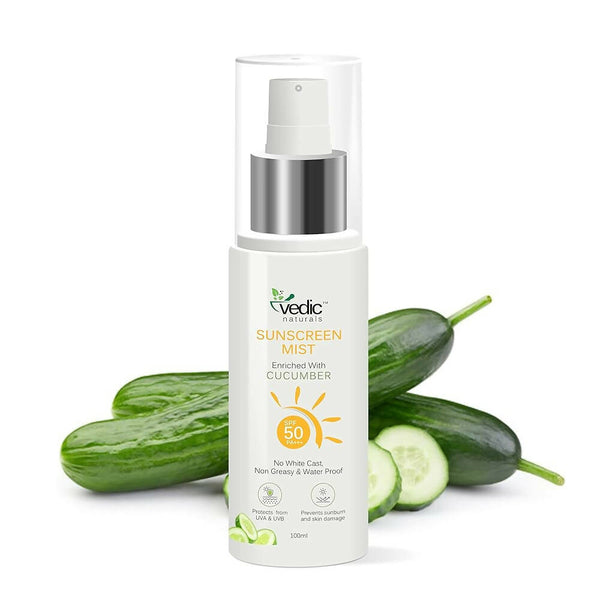 Vedic Naturals Sunscreen Face Mist with SPF 50 PA+++ - Distacart