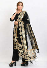 Thumbnail for Mominos Fashion Moeza Women Organza Gotta Patti Bridal Dupatta Black Dupatta - Distacart