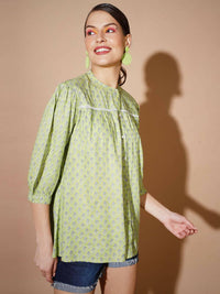 Thumbnail for Myshka Women Green Ethnic Motifs Tops - Distacart