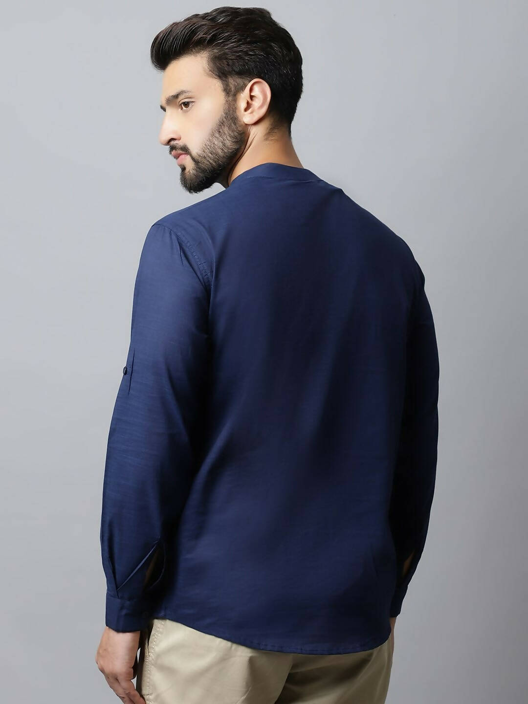 Even Apparels Navy blue Color Viscose Pure Cotton Men's Kurta With Side Placket (SLD1190) - Distacart