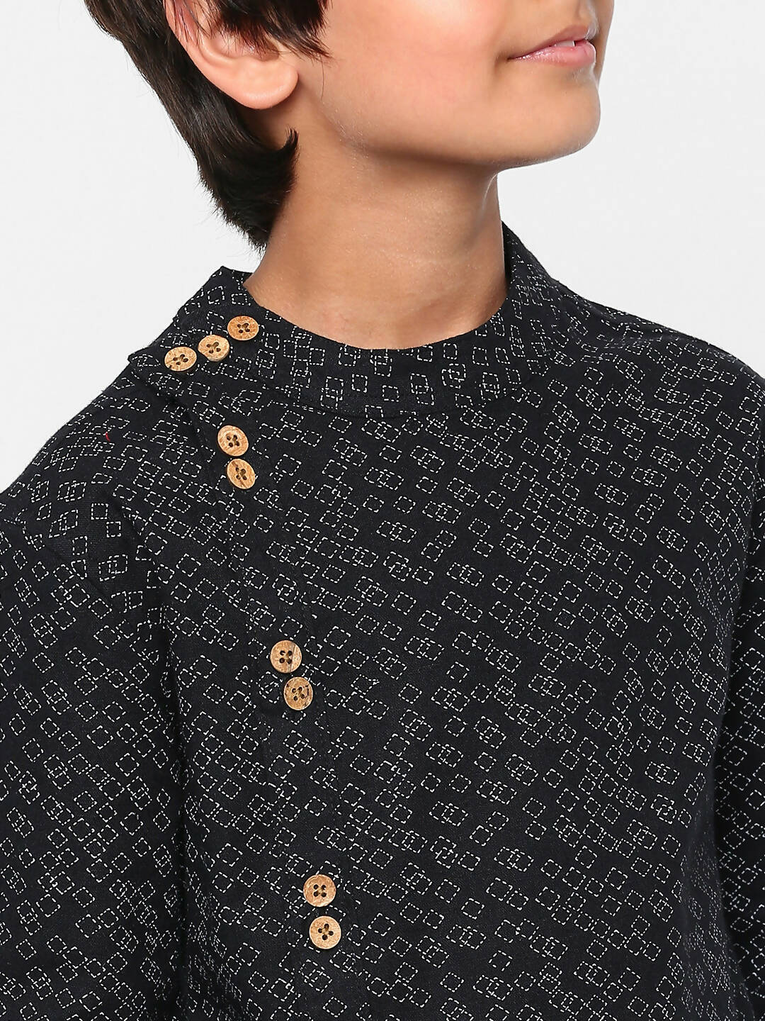 Manet Ethnic Full Sleeves Triangel Printed Shirt - Black - Distacart