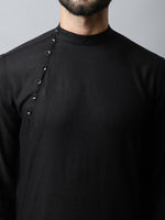 Thumbnail for Even Apparels Black Color Linen Linen Men's Kurta With Side Placket (LN761) - Distacart