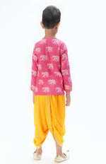 Thumbnail for Lil Drama Trunk Tales Boys Pink Kurta With Dhoti - Distacart