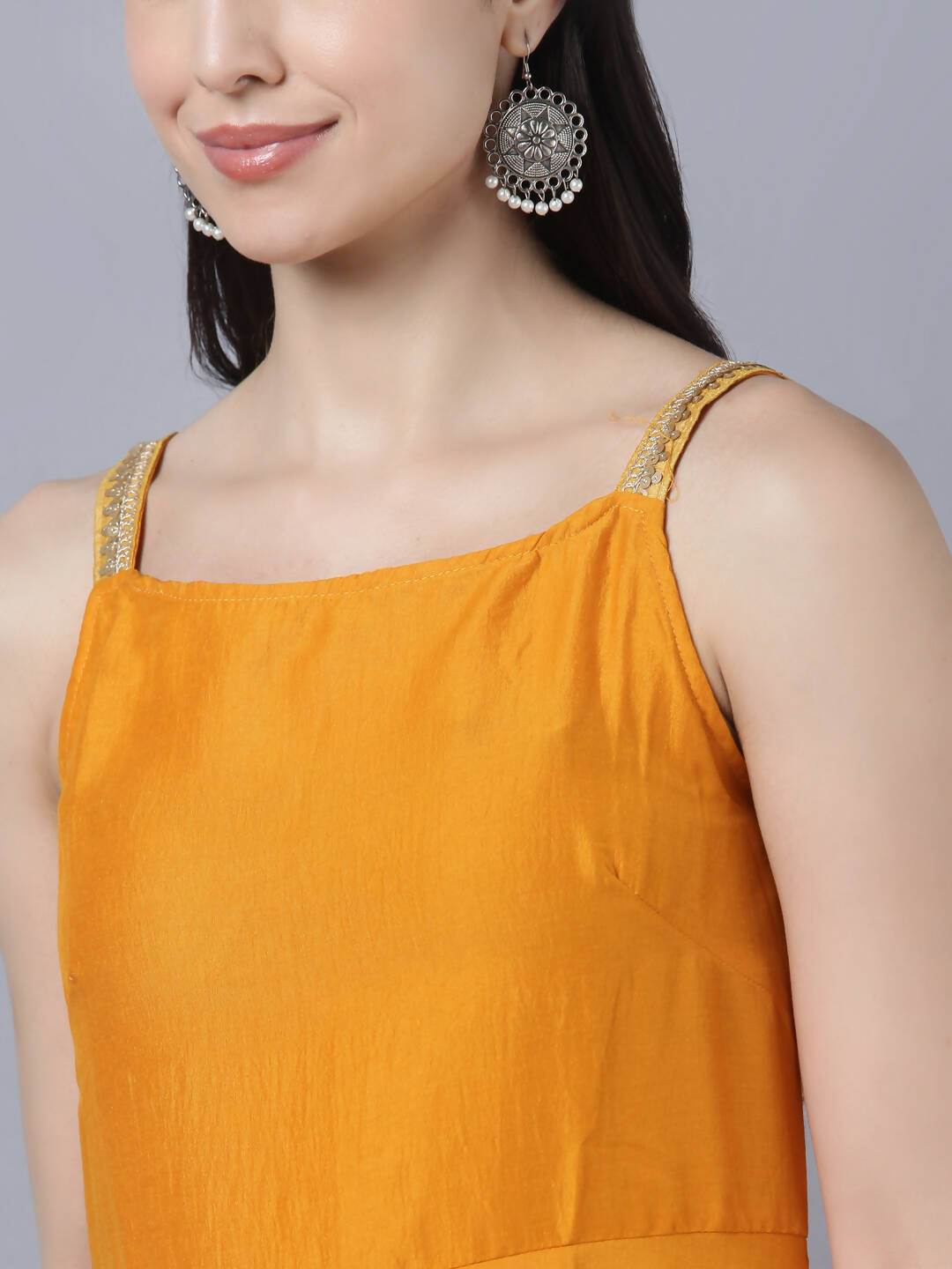 Myshka Women Yellow Panelled Kurta with Palazzos With Dupatta - Distacart