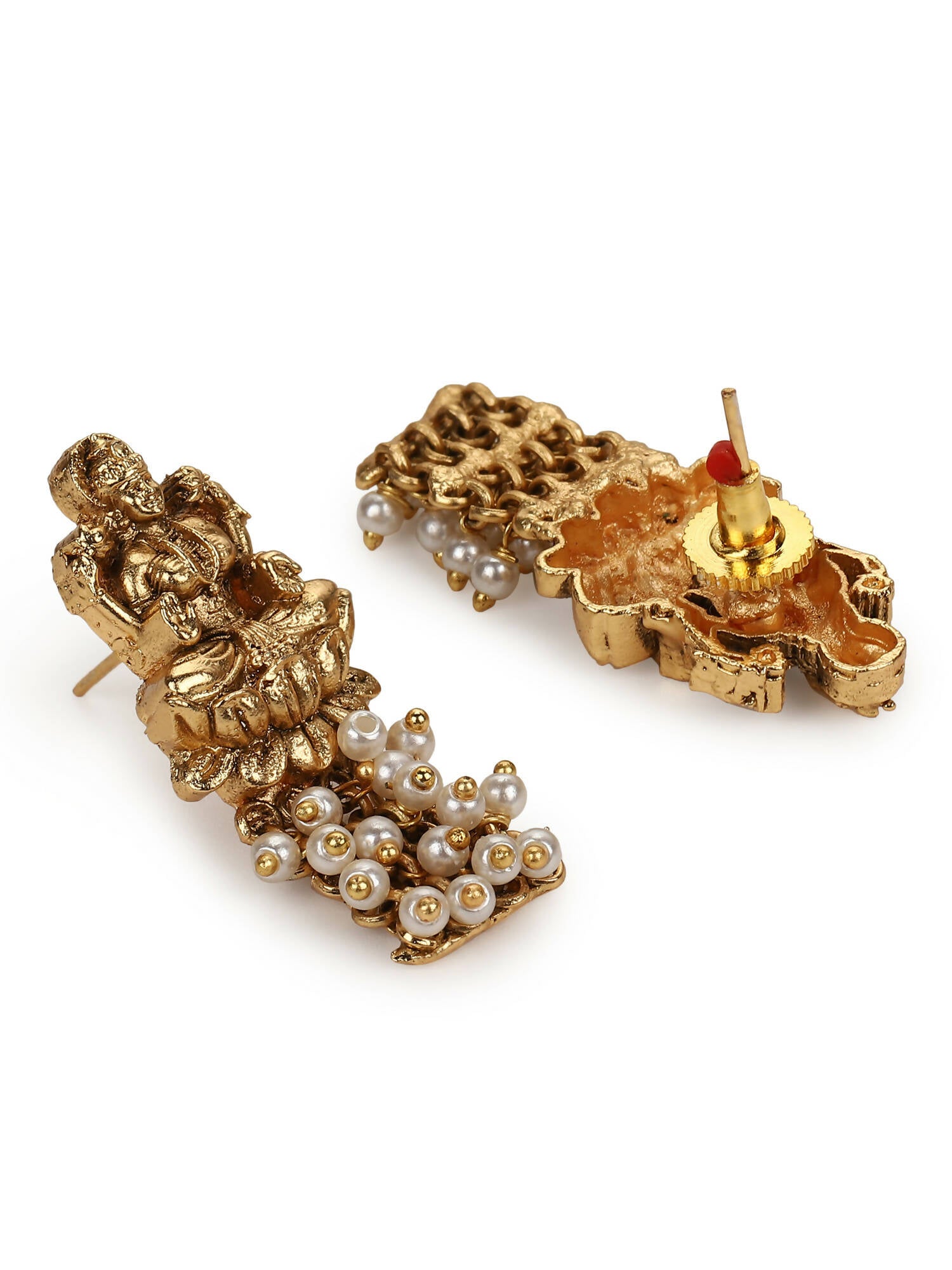 Gold-Plated Pink White Stones-Studded Beaded Jewellery Set - Ruby Raang - Distacart