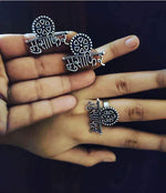 Thumbnail for Silver-Plated Alloy Silver Oxidised Ring And Earring Combo - The Pari - Distacart