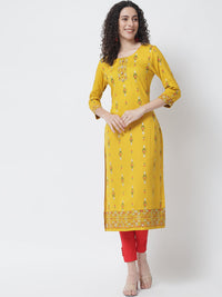 Thumbnail for NOZ2TOZ Mustard Yellow Ethnic Motifs Printed Kurta - Distacart