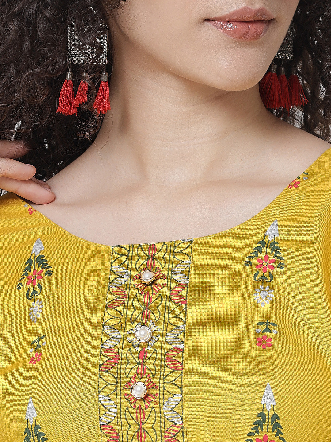NOZ2TOZ Mustard Yellow Ethnic Motifs Printed Kurta - Distacart