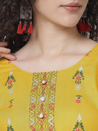 Thumbnail for NOZ2TOZ Mustard Yellow Ethnic Motifs Printed Kurta - Distacart