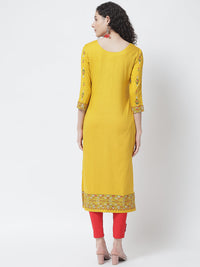 Thumbnail for NOZ2TOZ Mustard Yellow Ethnic Motifs Printed Kurta - Distacart