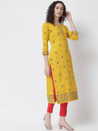Thumbnail for NOZ2TOZ Mustard Yellow Ethnic Motifs Printed Kurta - Distacart