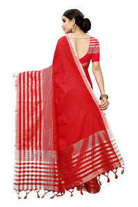 Thumbnail for Vamika Red Cotton Silk Weaving Saree (Twitter Red) - Distacart