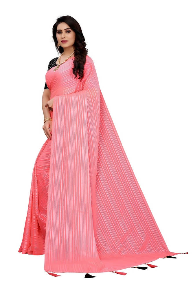 Vamika Pink Georgette Seqence Saree (Riva Pink)