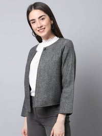 Thumbnail for Even Apparels Black Pure Wool Open Front Statement Women's Jacket - Distacart