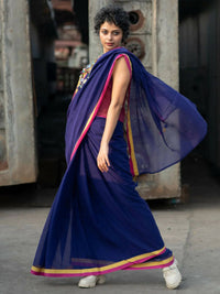 Thumbnail for Suta Purple Solid Mul Cotton Saree - Distacart