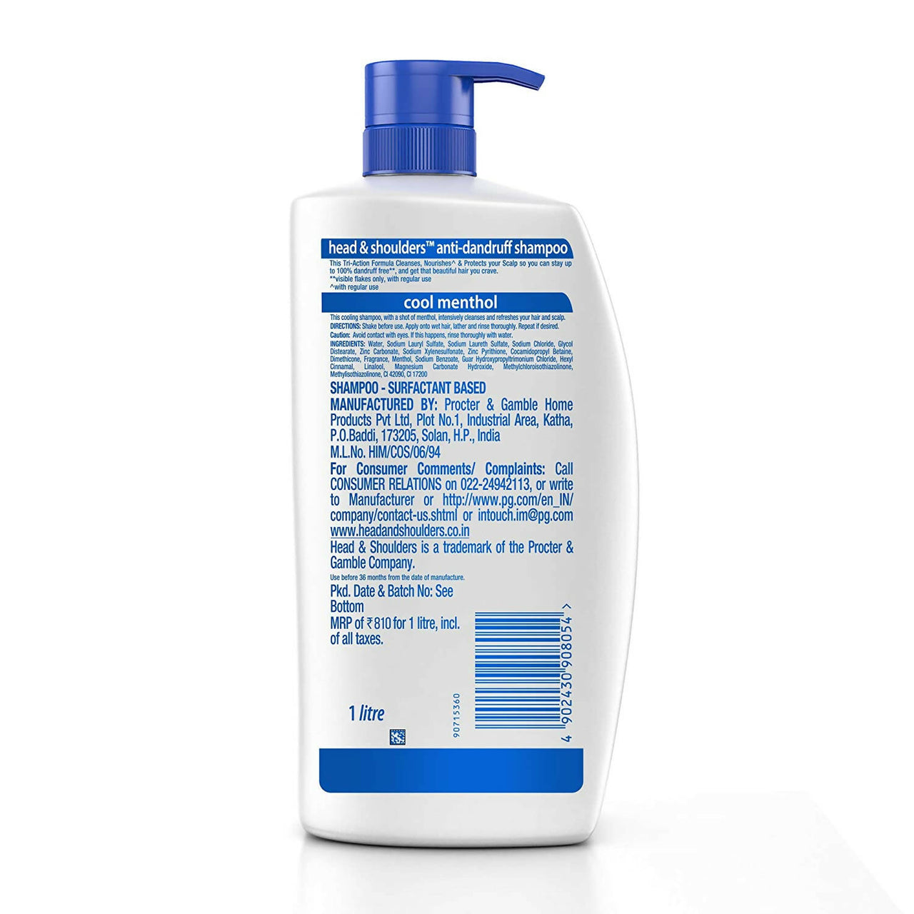 Head & Shoulders Cool Menthol Anti Dandruff Shampoo - Distacart