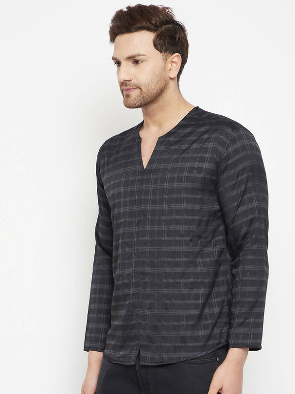 Even Apparels Black Viscose Men's Kurta With Slit Neckline - Distacart