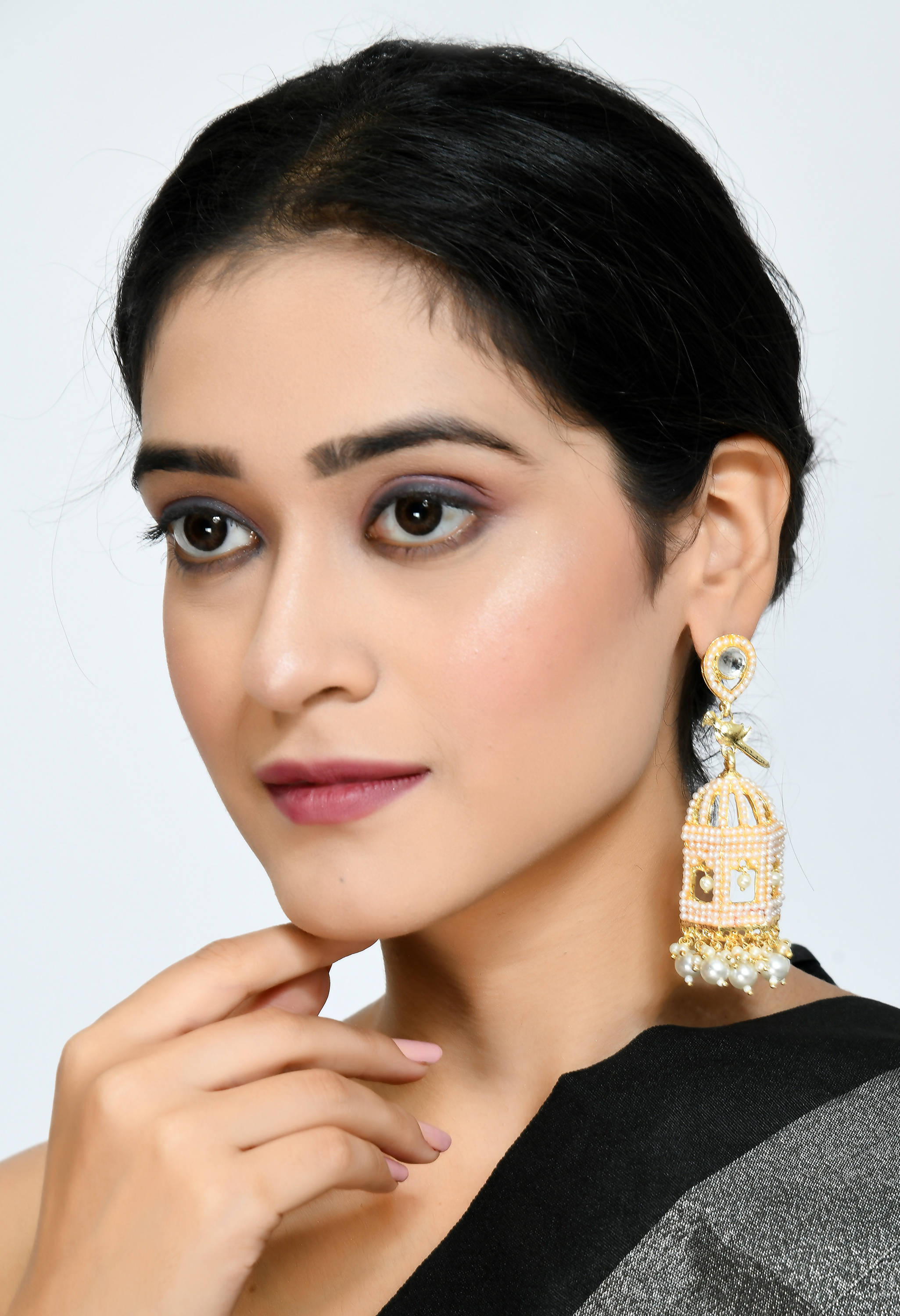 Mominos Fashion Johar Kamal Golden Color Bird Nest Earrings With Pearls - Distacart