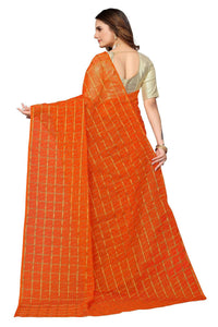 Thumbnail for Vamika Orange Jari Work Chiffon Saree (GARVITA ORANGE) - Distacart