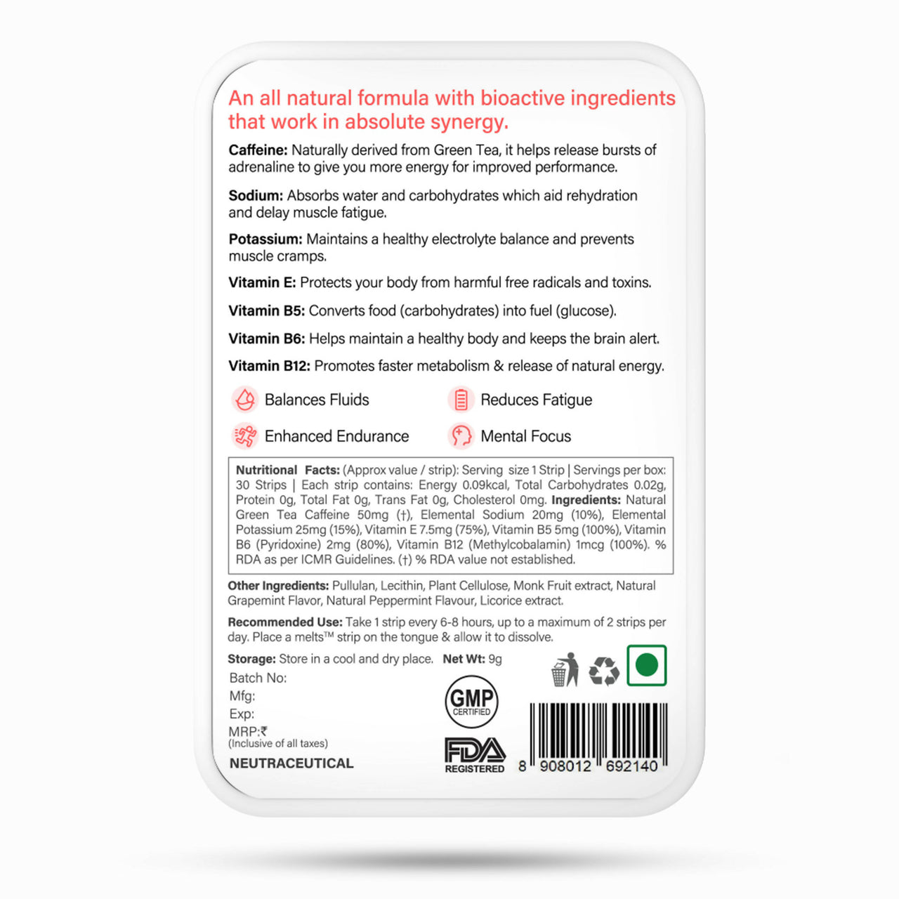 Wellbeing Nutrition Melts Instant Energy Oral Strips - Distacart