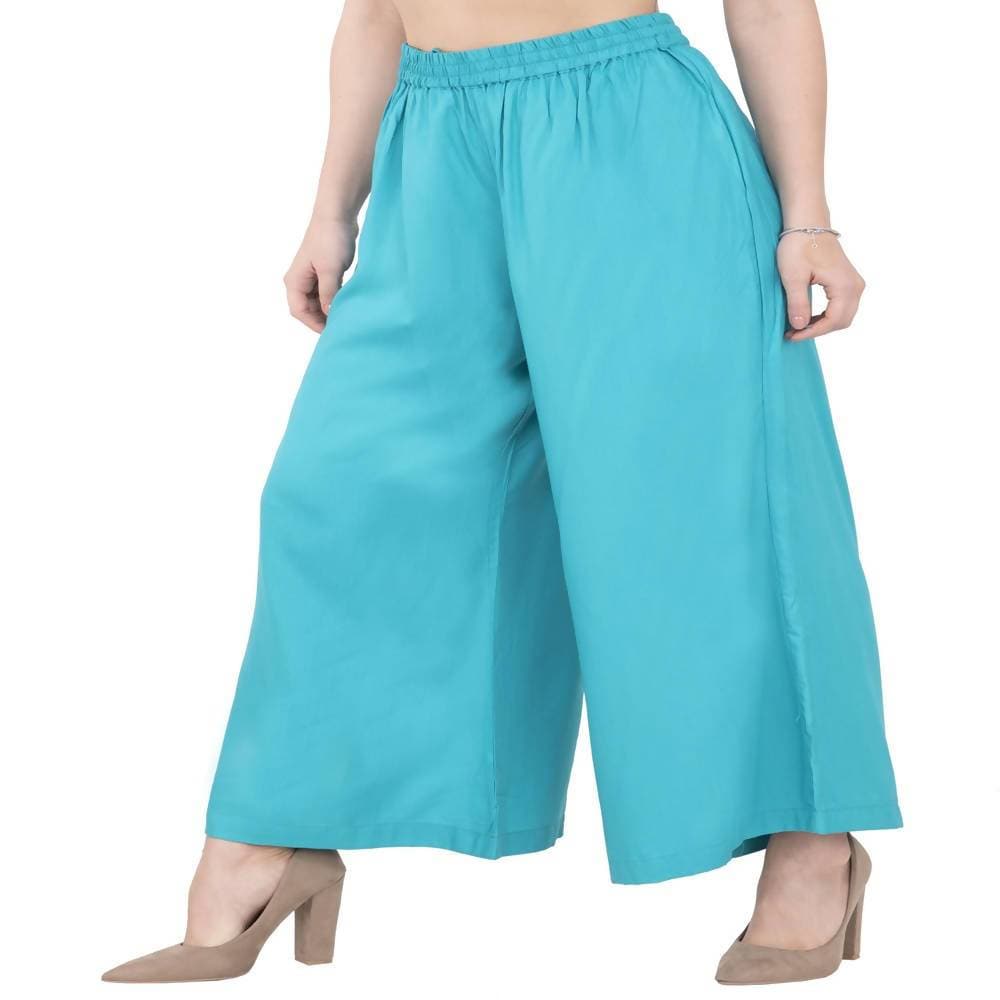 Lagi Women's Turquoise Blue Solid Palazzo (PLZ04H)