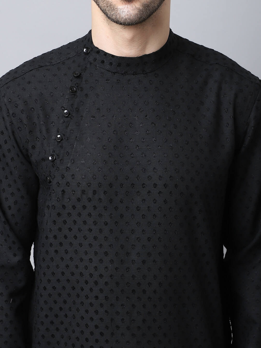 Even Apparels Black Pure Cotton Men's Kurta With Side Placket - Distacart
