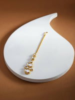 Thumbnail for Gold-Plated White Kundan-Studded Maangtikka - Ruby Raang - Distacart