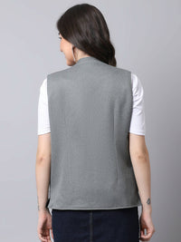 Thumbnail for Even Apparels Grey Polyblend Open Front Women's Waistcoat - Distacart