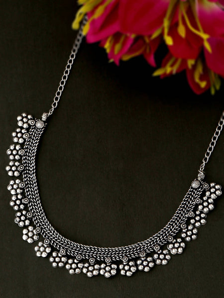 NVR Women Silver-Plated Oxidised Necklace - Distacart
