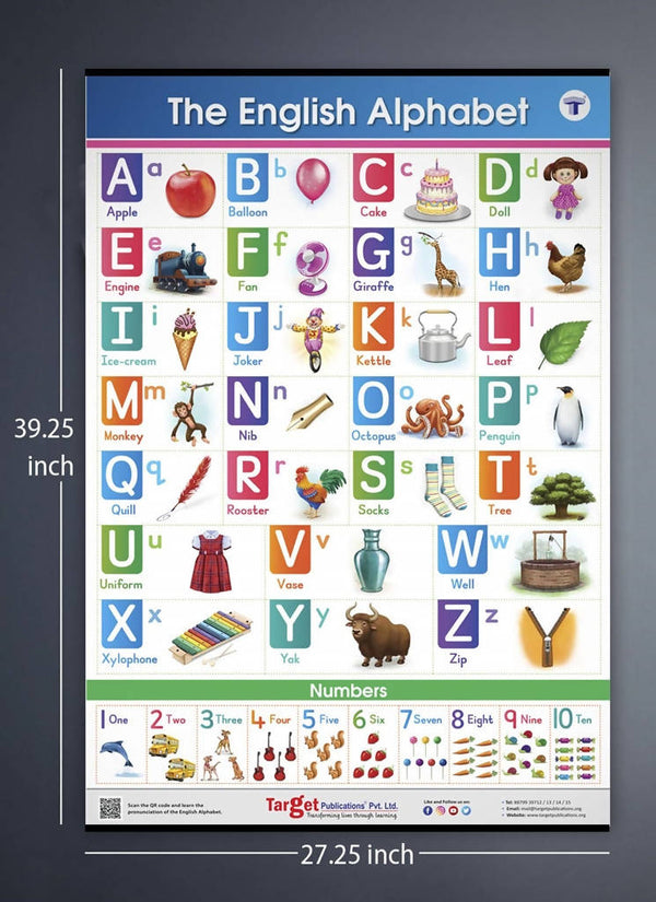 Jumbo English Alphabet and Numbers Chart for Kids