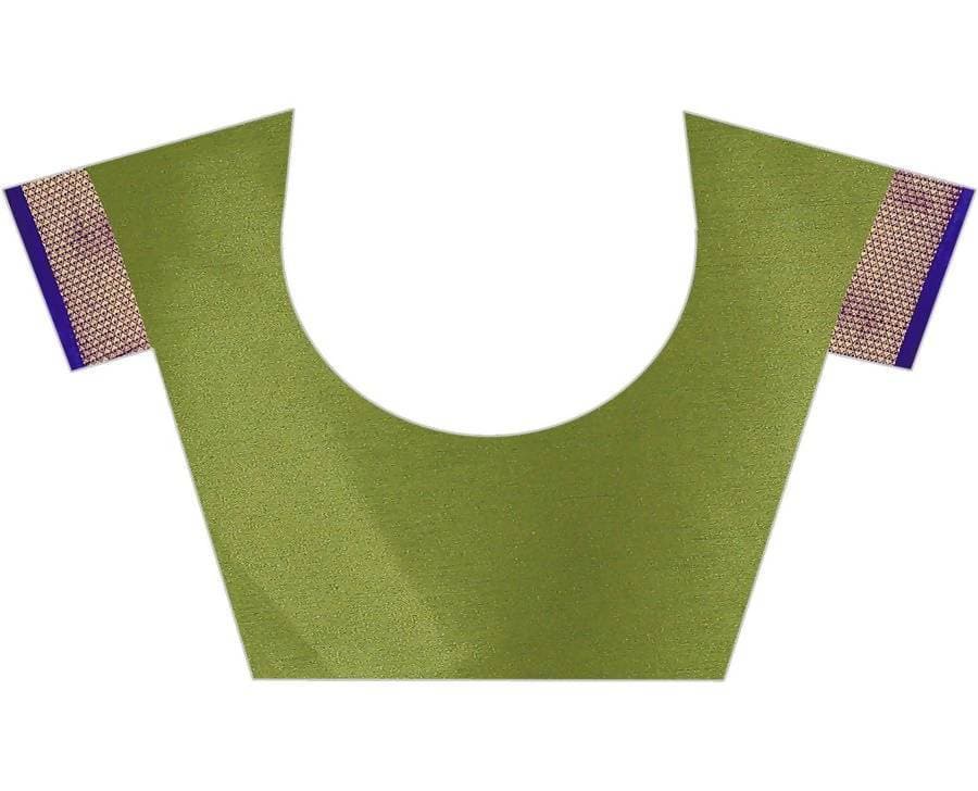 Vamika Banarasi Cotton Silk Weaving Green Saree (DOCTOR MOR GREEN)