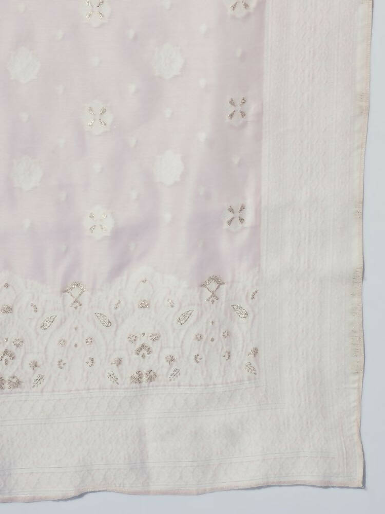 Myshka Women Pink Embroidered Kurta & Trousers With Dupatta - Distacart