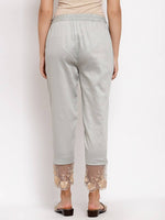 Thumbnail for Myshka Women's Grey Cotton Solid Casual Trouser