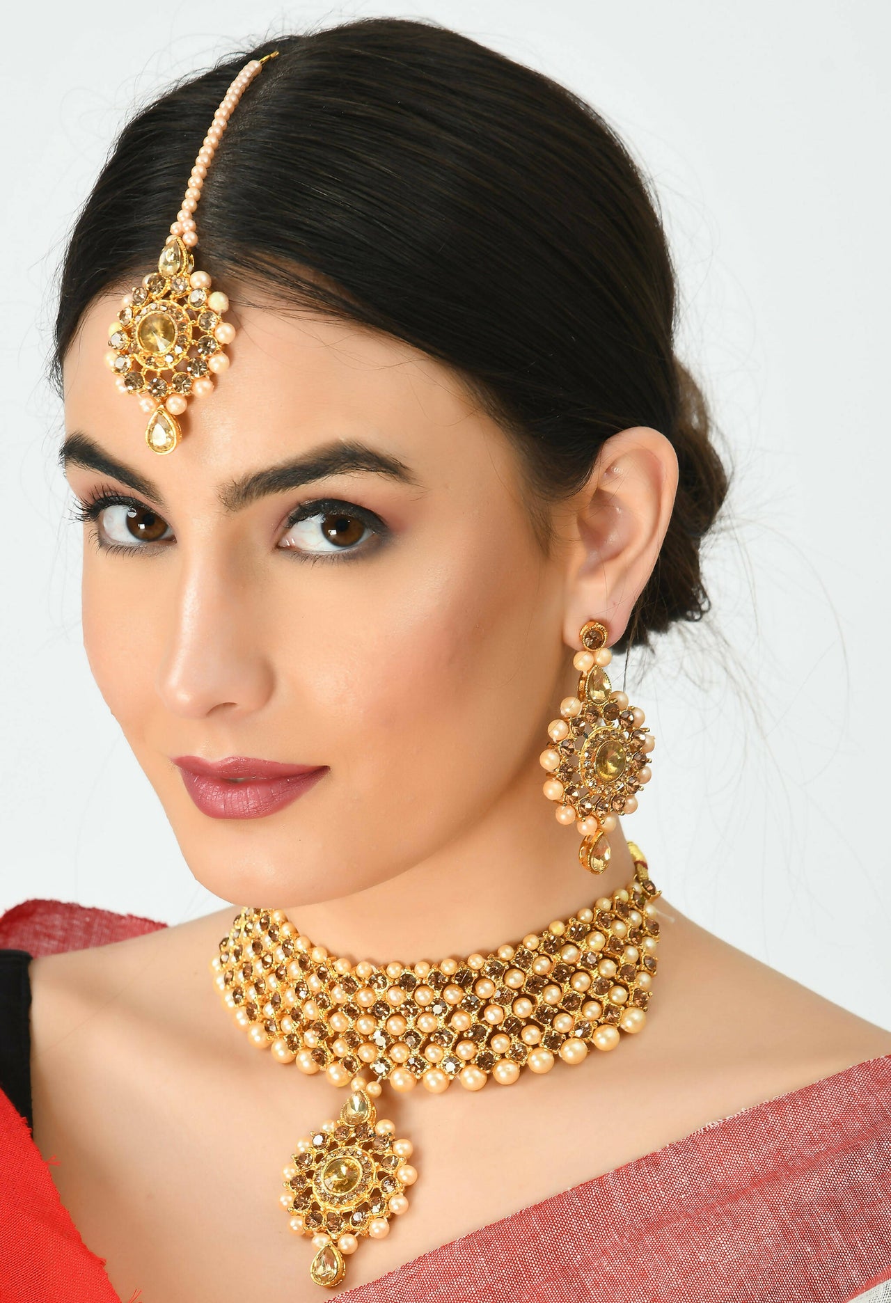 Mominos Fashion Johar Kamal Gold-Plated Brass Finish Kundan/Stone Choker For Women (Golden) - Distacart