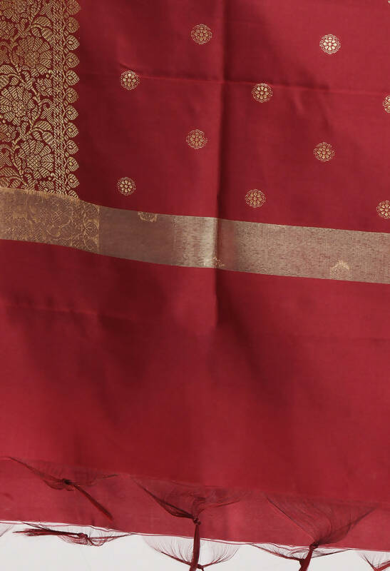 Mominos Fashion Moeza Women's Banarsi Silk Woven Design Maroon Dupatta - Distacart