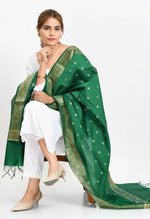 Thumbnail for Mominos Fashion Moeza Women's Banarsi Silk Woven Design Green Dupatta - Distacart
