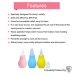 Thumbnail for Safe-O-Kid Silicone Baby Nasal Aspirator Vacuum Sucker Instant Relief From Blocked Nose, Blue - Distacart