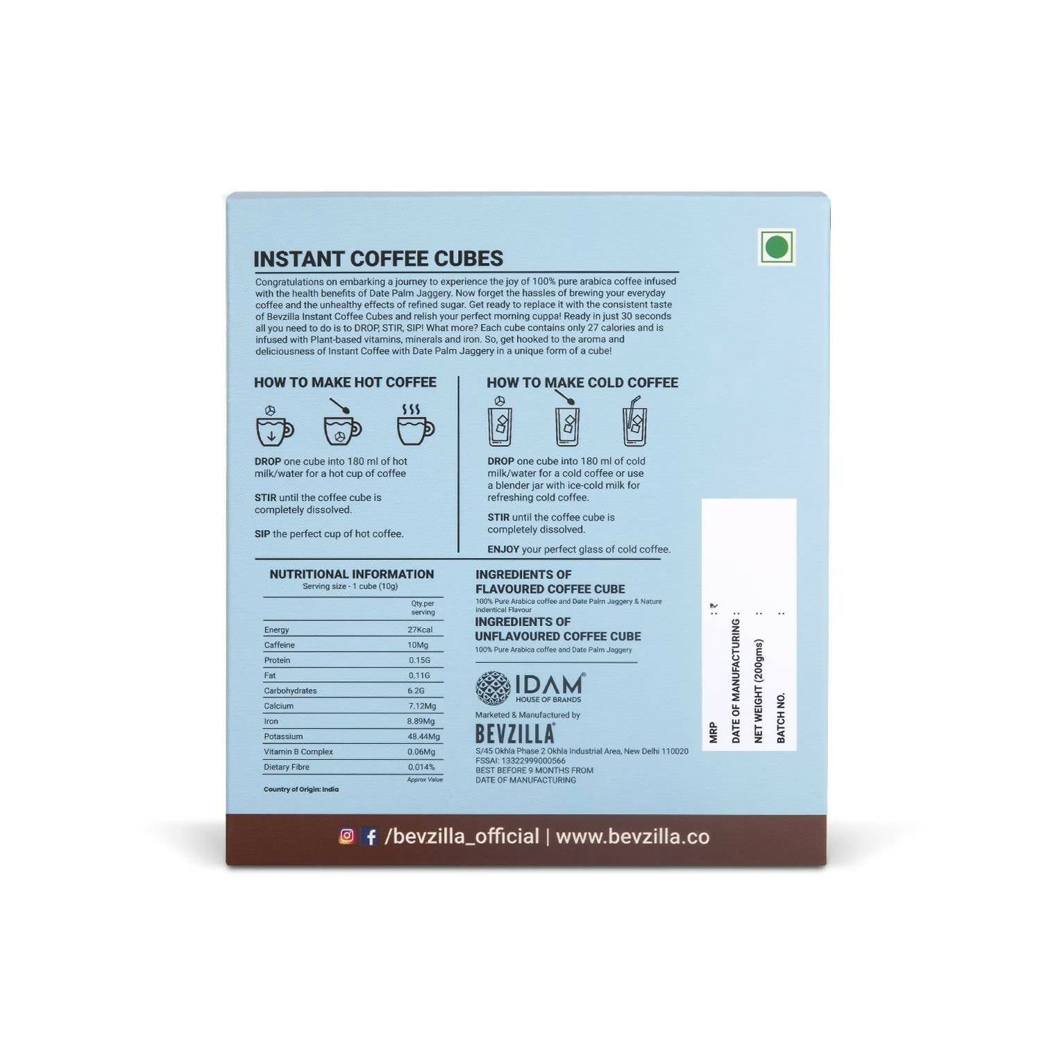 Bevzilla Assorted Flavours Instant Coffee Cubes with Organic Date Palm Jaggery - Distacart