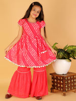 Thumbnail for Lil Drama Girls Kurta With Sharara Set - Pink - Distacart
