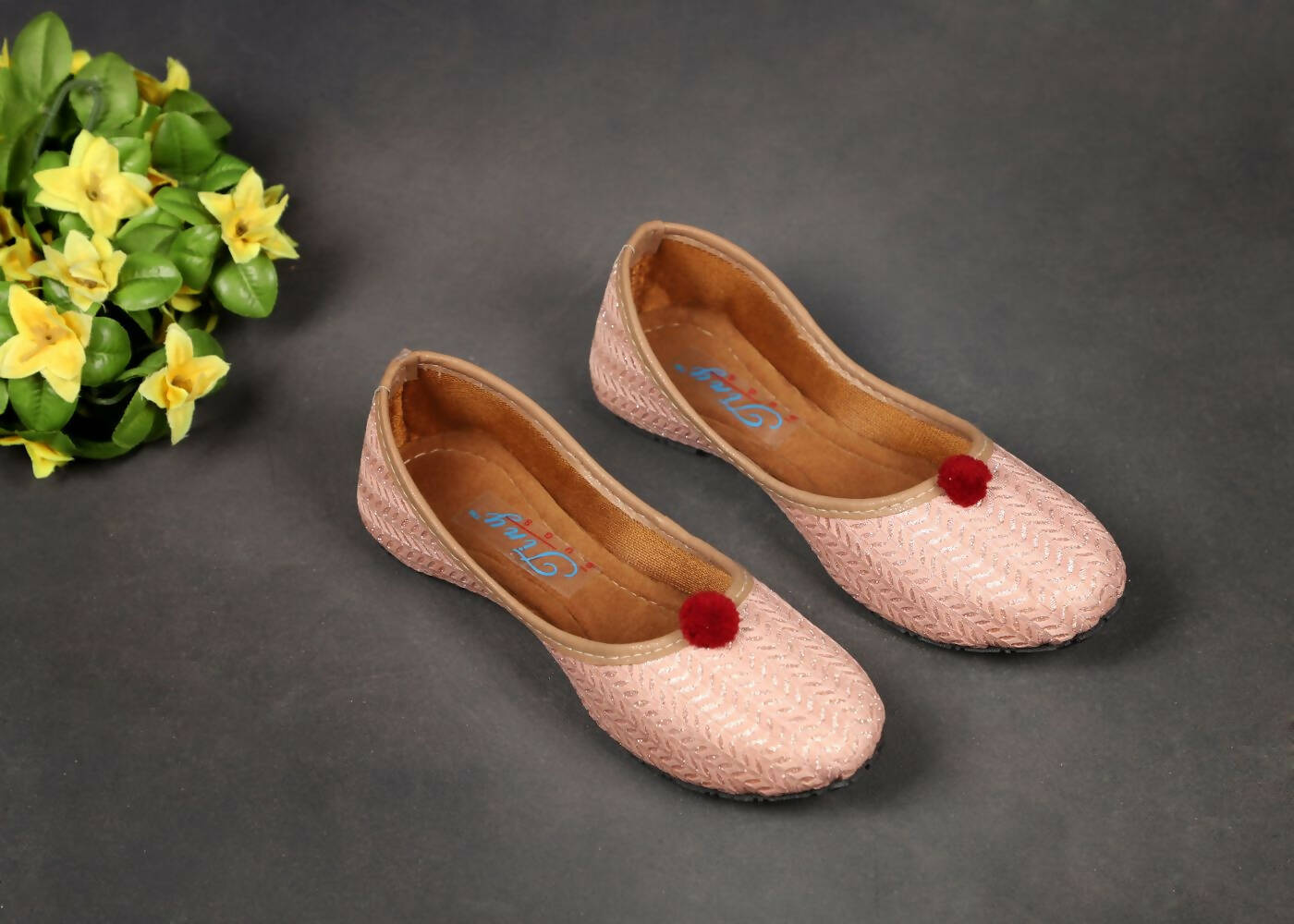 Tiny Bugs Girls Ethnic Wear Juttis - Rose Gold - Distacart