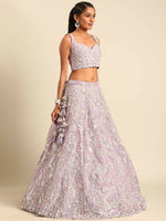 Thumbnail for House of Panchhi Lavender Net Sequins and Zarkan embroidery Lehenga choli & Dupatta - Distacart
