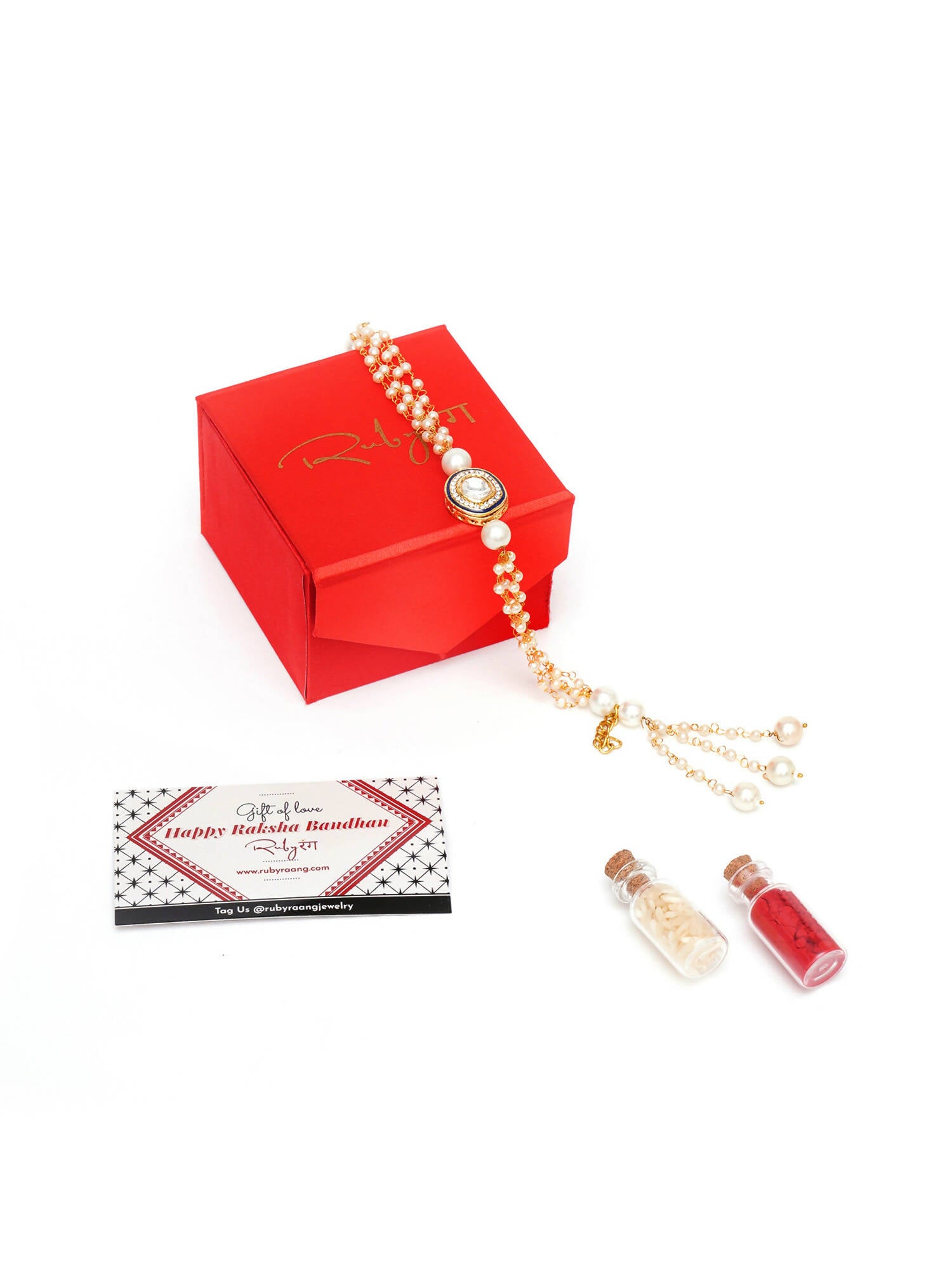 Designer kundan Rakhi - Ruby Raang - Distacart