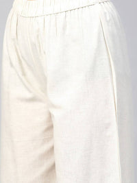 Thumbnail for Yufta Women Black & White Yoke Design Thread Work Cotton Kurta with Palazzo & Dupatta