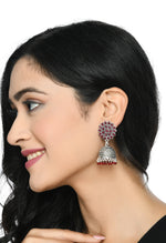 Thumbnail for Mominos Fashion Johar Kamal Kundan Work Jhumka With Maroon Beads - Distacart