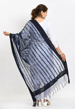 Thumbnail for Mominos Fashion Moeza Women's Orgenza Mirror Stripe Thread Work Navy Blue Dupatta - Distacart