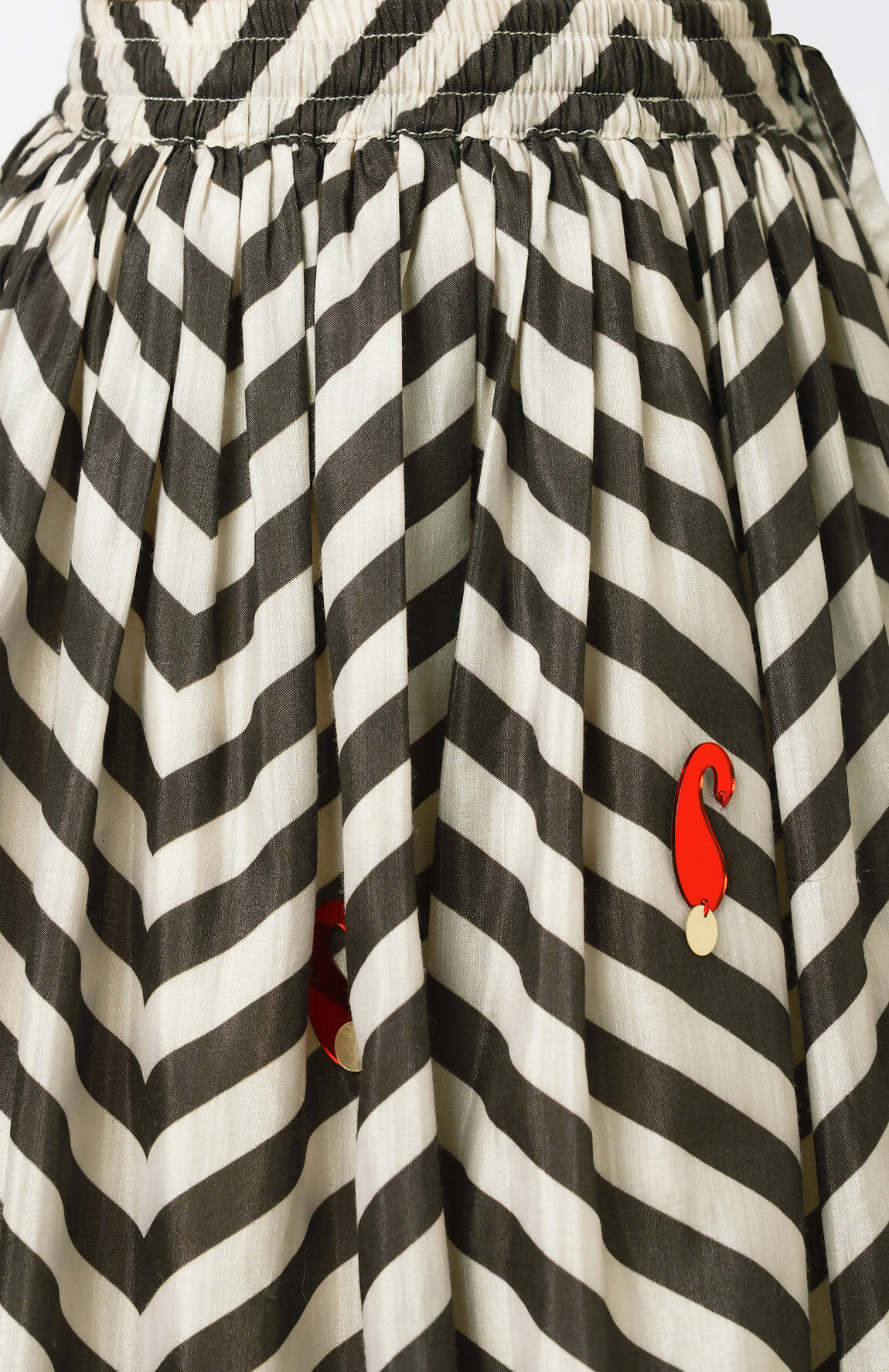 Lil Drama Chromatic Fusion Girls Black & White Stripe Hand Embroidery Lehanga Choli - Distacart