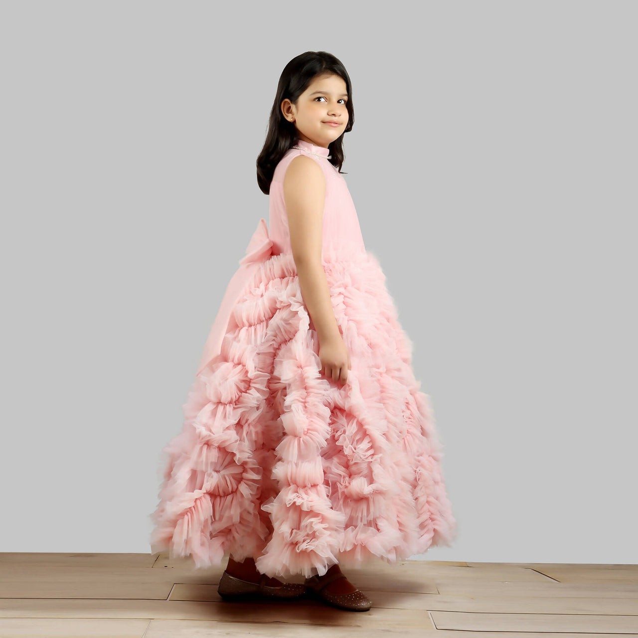 Pink Cow Fashions Old Rose Gown With Frill Ghera - Distacart
